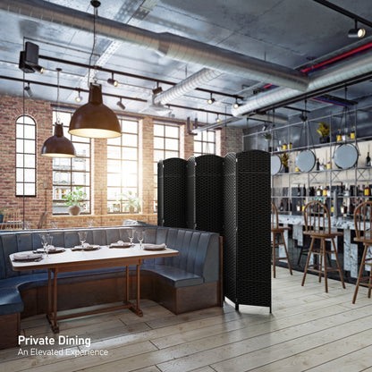 Divisorio per ambienti Sorbus a 6 pannelli, divisorio per la privacy alto, divisorio a parete pieghevole extra largo con doppia cerniera, intrecciato a mano - 6 piedi