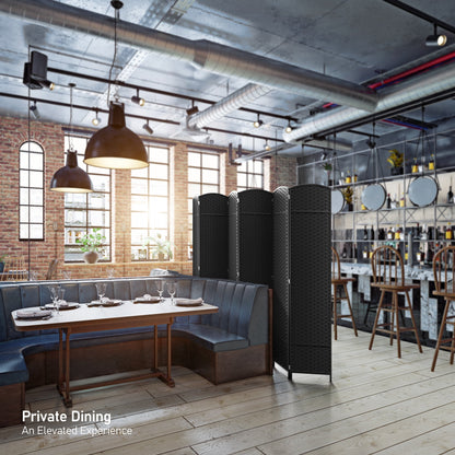 Divisorio per ambienti Sorbus a 6 pannelli, divisorio per la privacy alto, divisorio a parete pieghevole extra largo con doppia cerniera, intrecciato a mano - 6 piedi