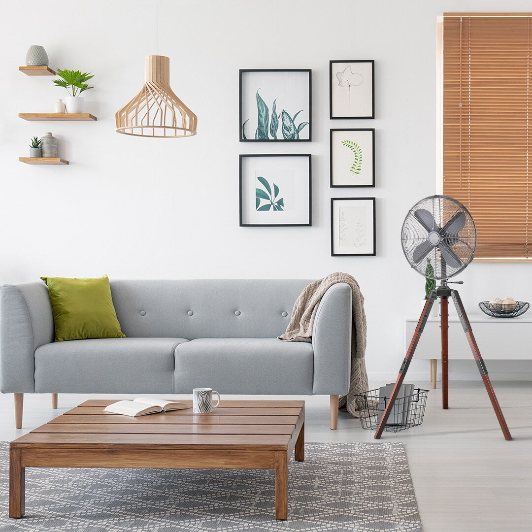 Ventilatore a piantana Star Fans Star Treppiede da 16 pollici con gambe in legno