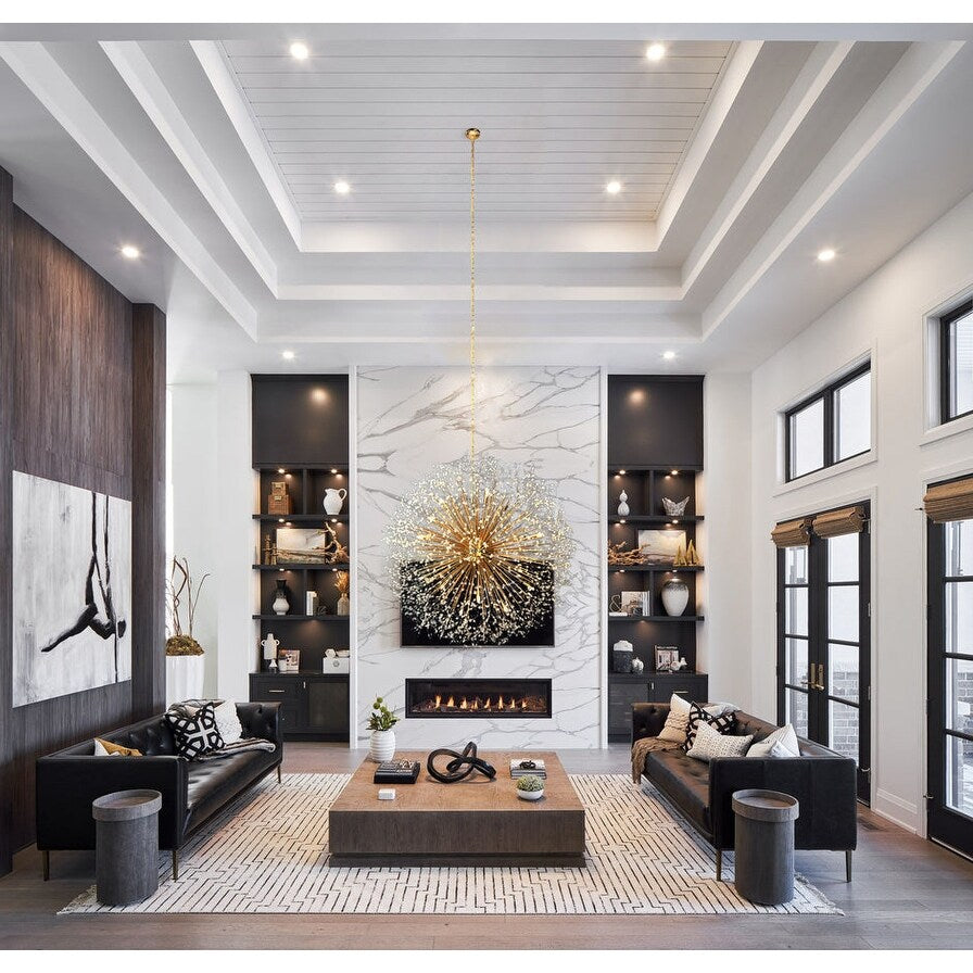 Lampadario Starburst da 47 pollici di larghezza, lampadario in cristallo