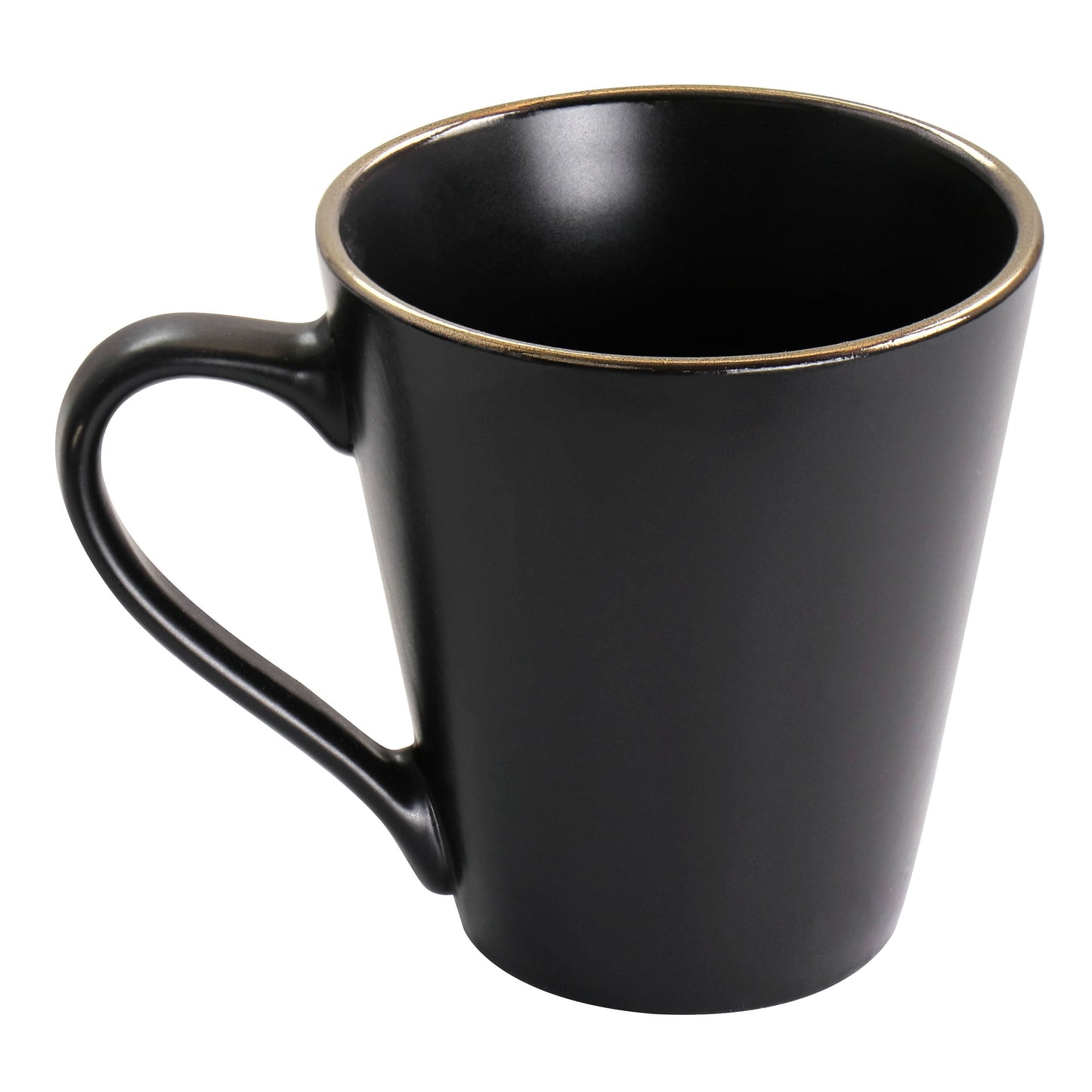 Set di stoviglie in gres da 16 pezzi in nero con bordo dorato