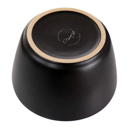 Set di stoviglie in gres da 16 pezzi in nero con bordo dorato