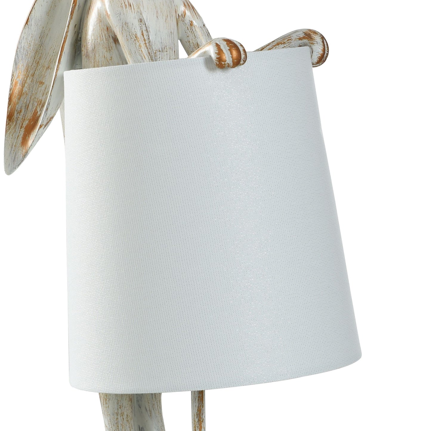 Lampada da scrivania StyleCraft Malta in rame chiaro e bianco lavato a forma di coniglio
