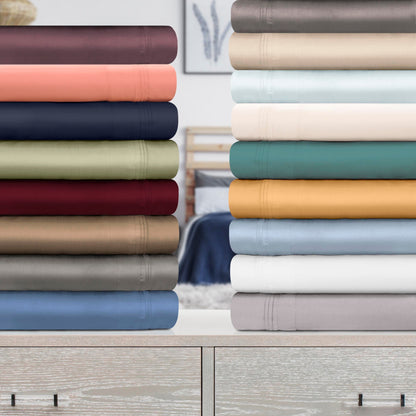 Set di lenzuola in cotone egiziano di qualità superiore, con tasche profonde e tinta unita, 1000 fili