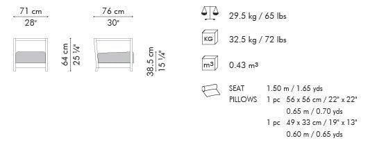 DIVANO A DUE POSTI CON SCHIENALE BASSO SUZY WONG