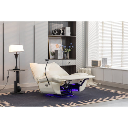 Poltrona reclinabile elettrica girevole con altoparlanti Bluetooth, supporto per telefono, porte di ricarica USB e Type-C, vano portaoggetti nascosto nel bracciolo