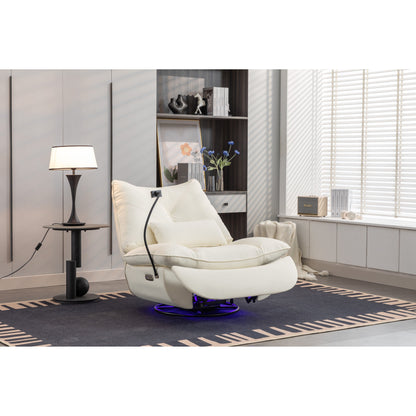 Poltrona reclinabile elettrica girevole con altoparlanti Bluetooth, supporto per telefono, porte di ricarica USB e Type-C, vano portaoggetti nascosto nel bracciolo
