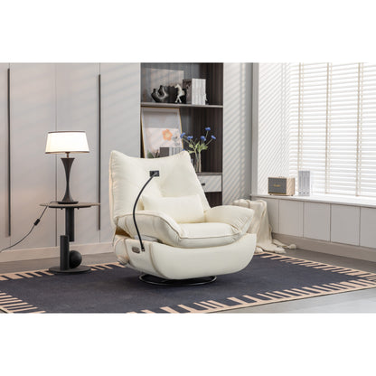 Poltrona reclinabile elettrica girevole con altoparlanti Bluetooth, supporto per telefono, porte di ricarica USB e Type-C, vano portaoggetti nascosto nel bracciolo