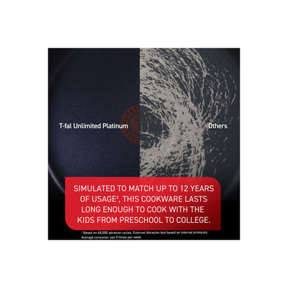 Set di pentole antiaderenti T-fal Platinum con base a induzione, collezione Unlimited Cookware, 12 pezzi