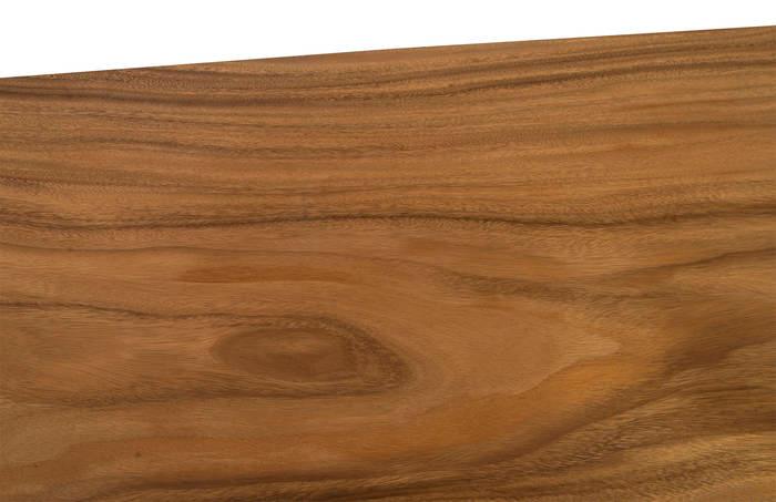 Scrivania in piedi con struttura in ferro e cassetti in legno Chamcha, naturale, altezza bar