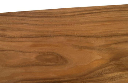 Scrivania in piedi con struttura in ferro e cassetti in legno Chamcha, naturale, altezza bar