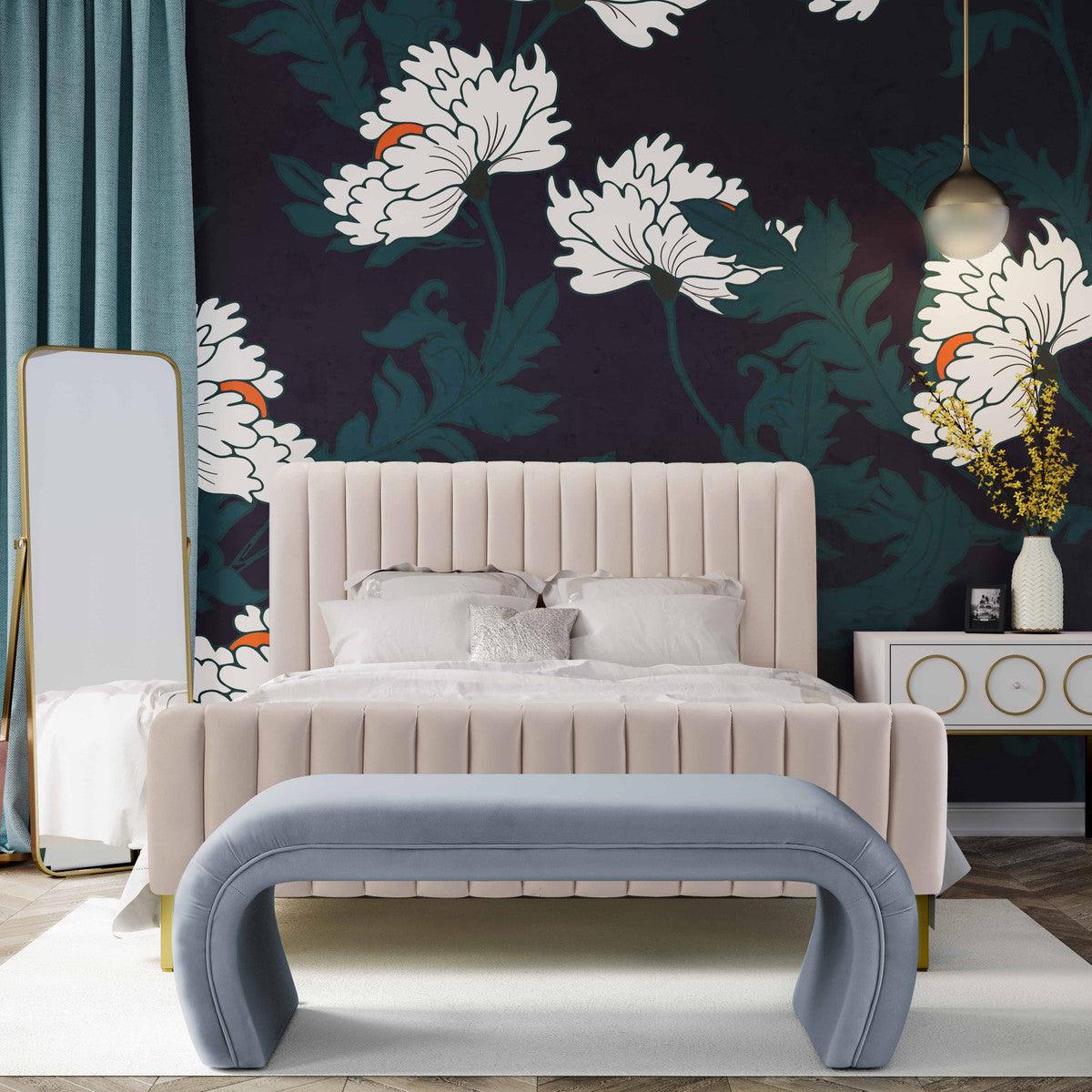 Panca in velluto blu marino Kenny