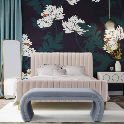 Panca in velluto blu marino Kenny