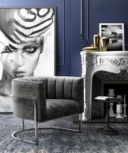 Sedia Magna Grey con base argentata