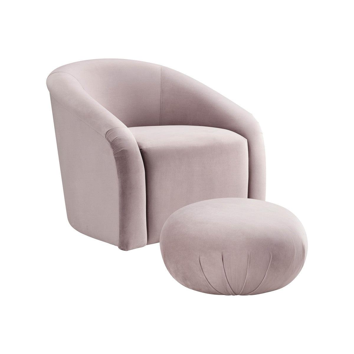 Set di sedie e pouf in velluto color malva Bosh