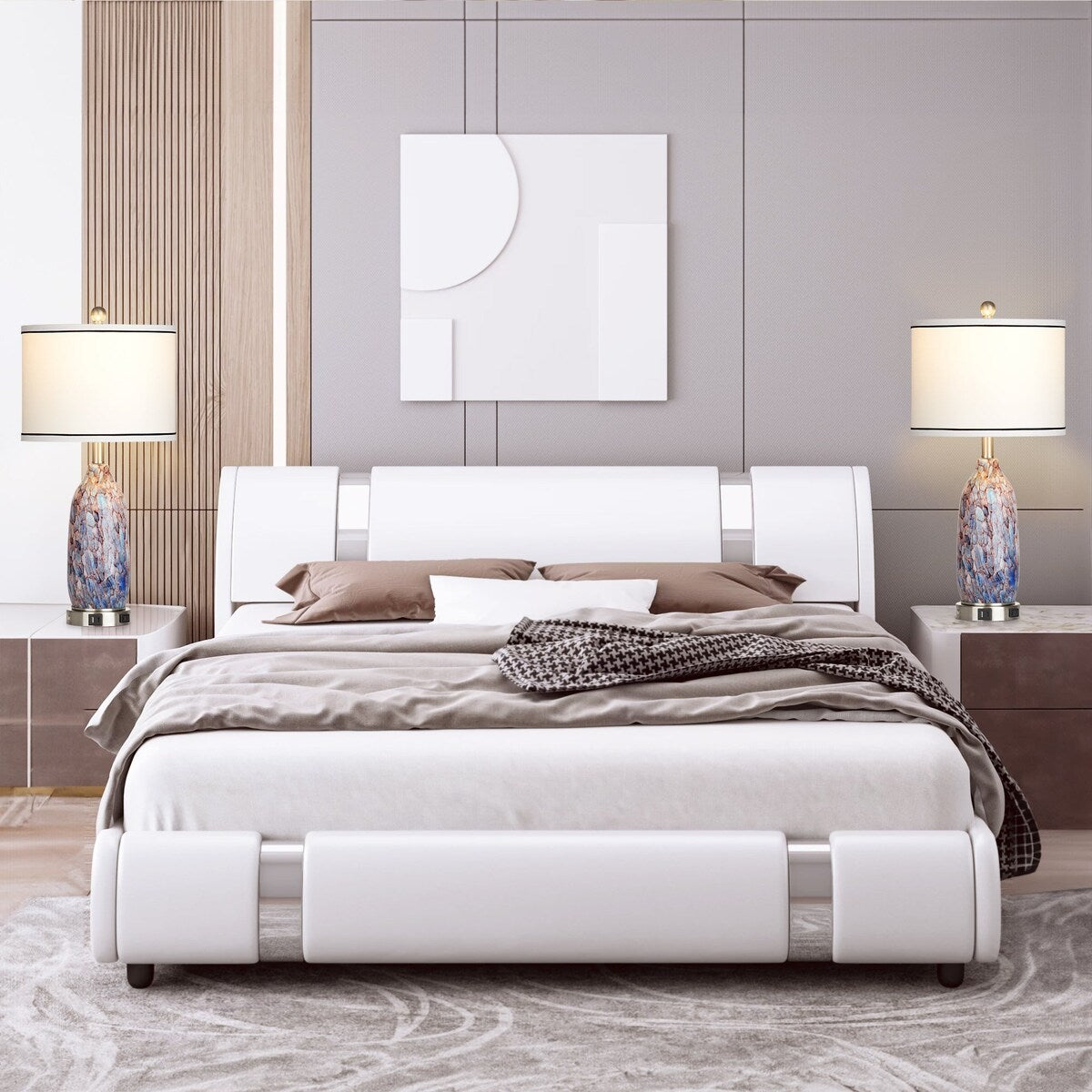 Lampada da tavolo con luce notturna 2 in 1, corpo lampada in vetro indaco, porte di ricarica, presa CA, paralume a tamburo, interruttore dimmer touch (set da 2)