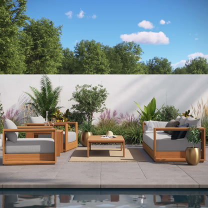 Set di mobili da giardino in legno di acacia Tahoe da 5 pezzi