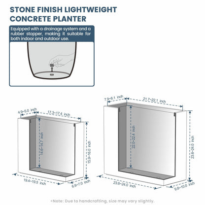 Fioriere rettangolari alte in cemento / Grandi fioriere da interno ed esterno