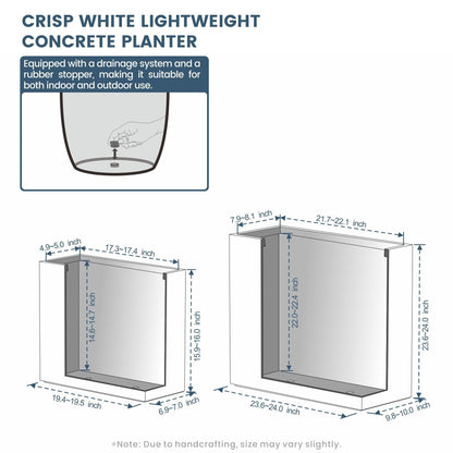 Fioriere rettangolari alte in cemento / Grandi fioriere da interno ed esterno