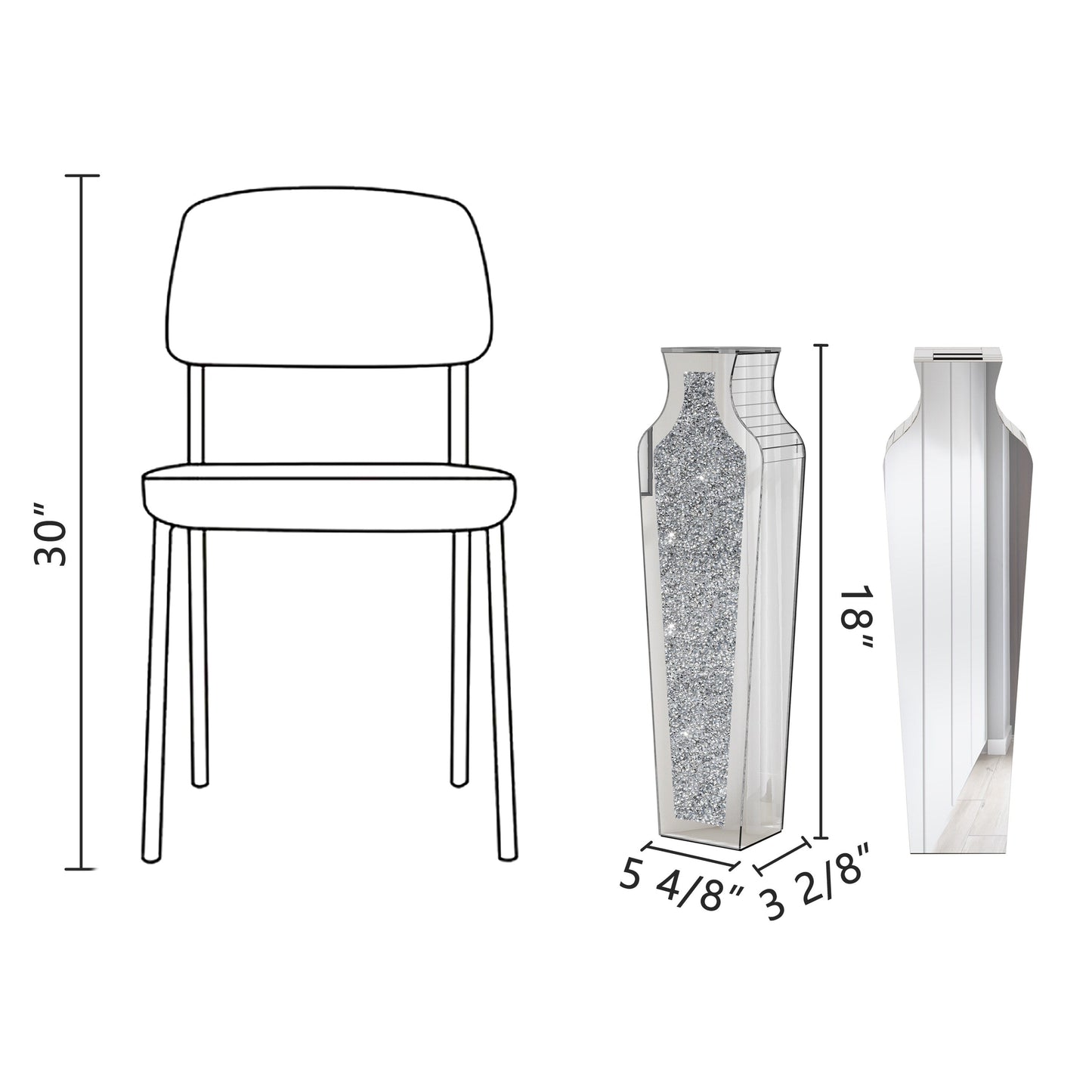 Vaso da terra alto con diamanti frantumati