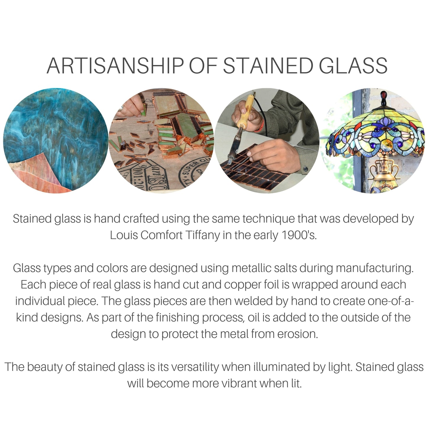 Ventilatore da soffitto Halston in vetro colorato in stile Tiffany - Spice - 52L x 52W x 19H - 52L x 52W x 19H