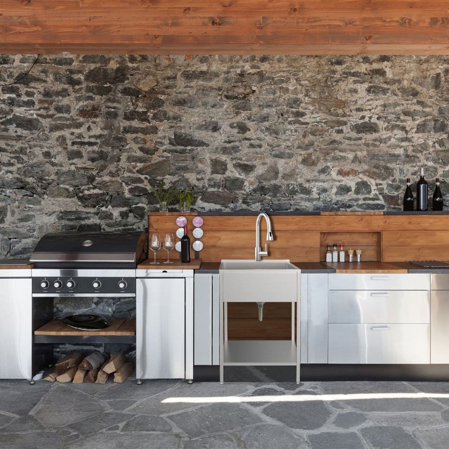 Lavandino e mobiletto per lavanderia in acciaio inossidabile Transolid EWS-2422S 24 pollici L x 22 pollici P x 35 pollici A - 24 pollici x 22 pollici