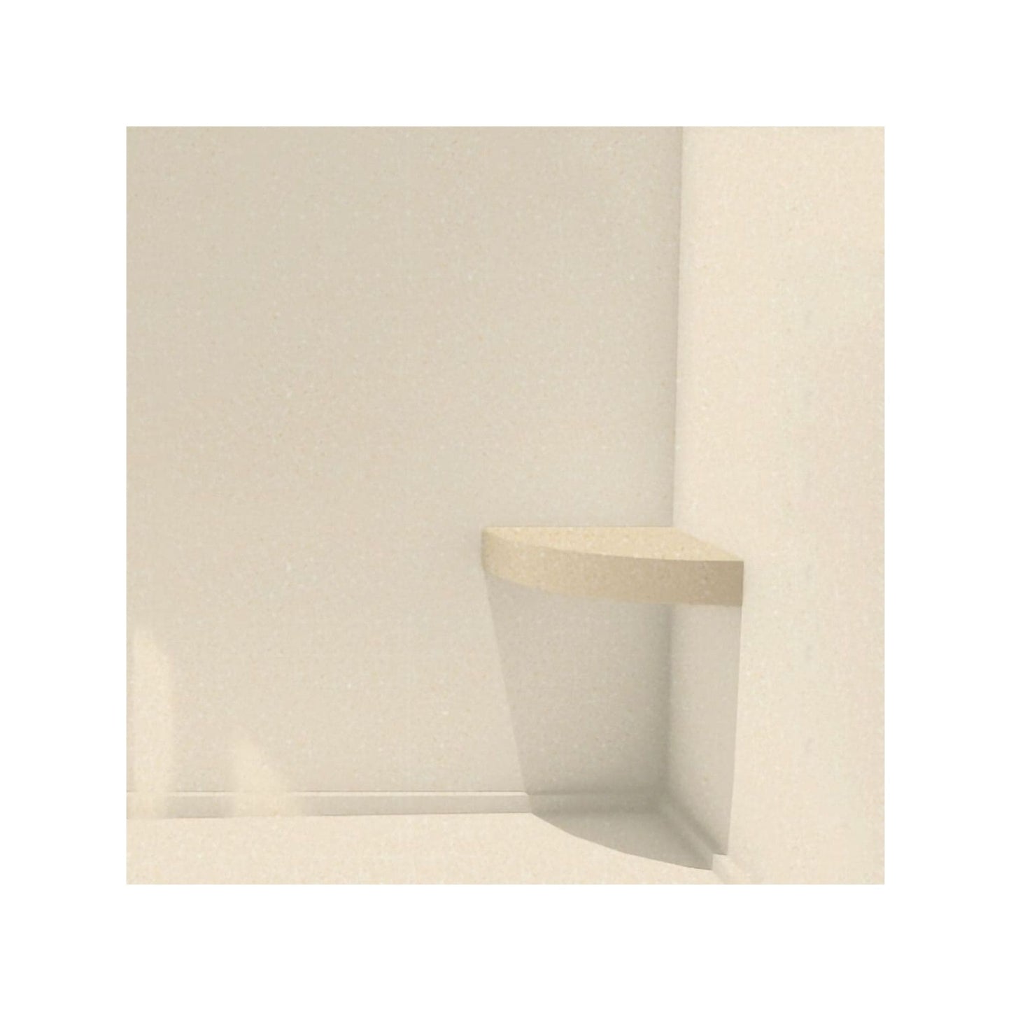 Sedile angolare per doccia Transolid Studio da 14 pollici x 14 pollici in superficie solida, montaggio a parete - 14,5 x 14,25 x 3
