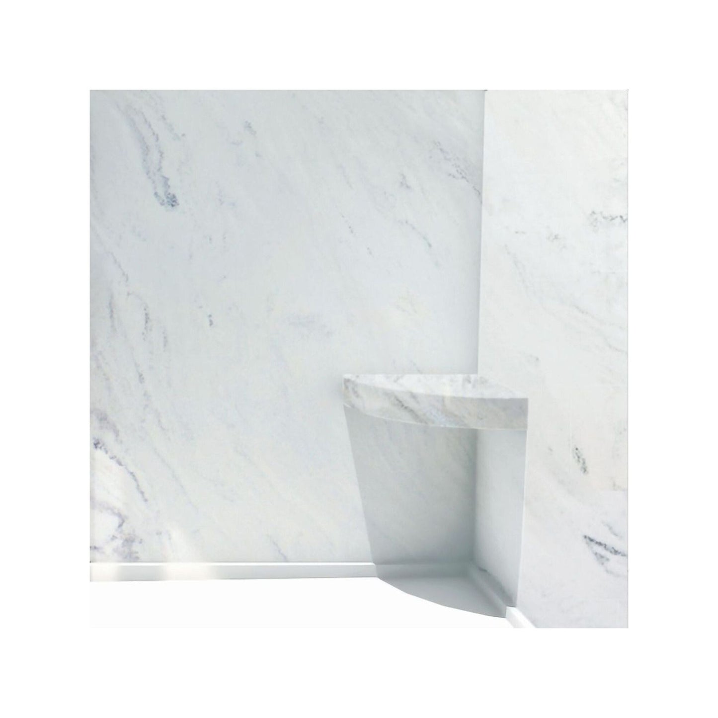 Sedile angolare per doccia Transolid Studio da 14 pollici x 14 pollici in superficie solida, montaggio a parete - 14,5 x 14,25 x 3