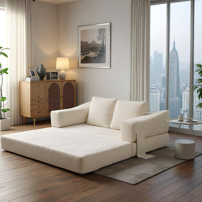 Divano letto trasformabile imbottito 70.87, poltrona trasformabile, comodo divano per soggiorno, camera da letto, tessuto ciniglia