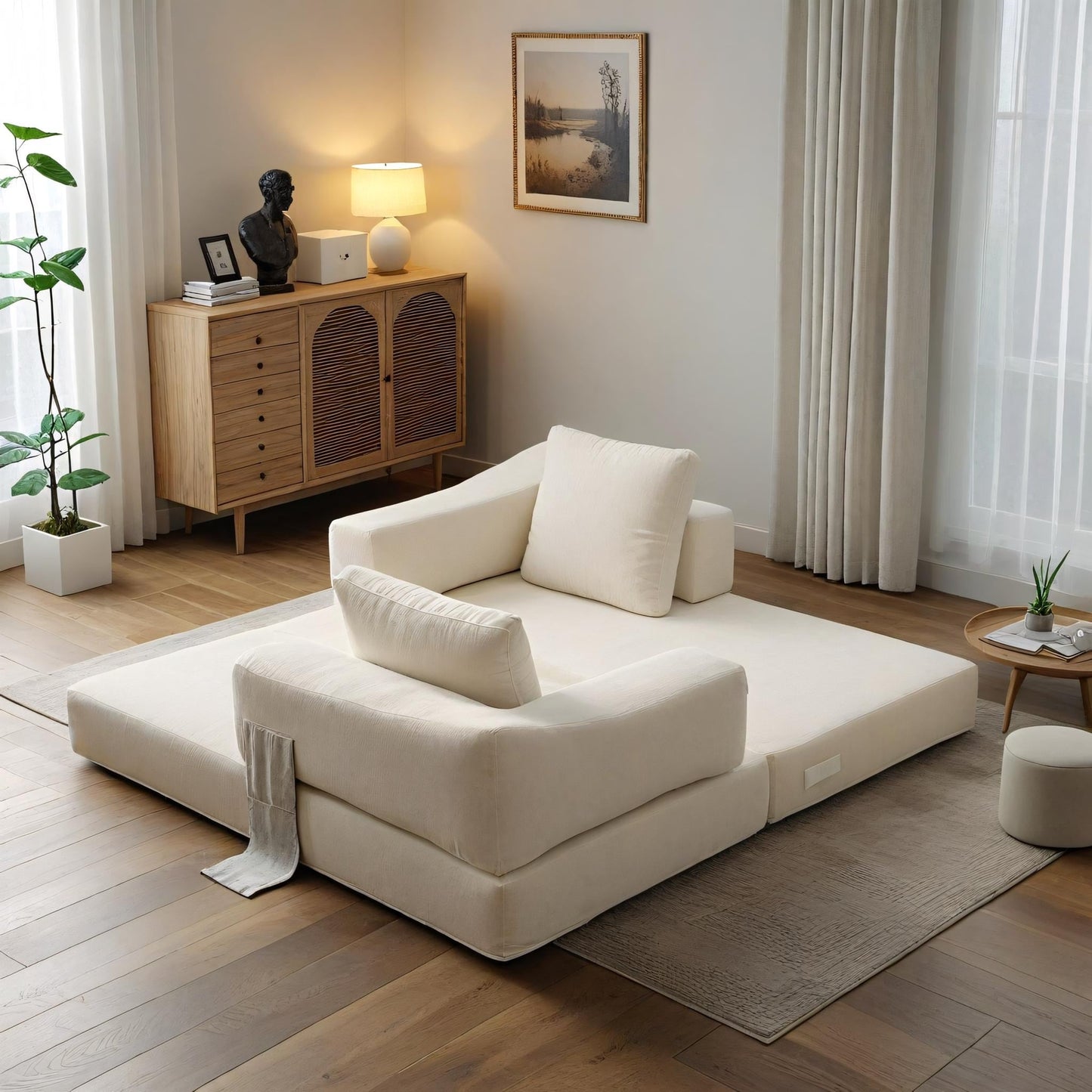 Divano letto trasformabile imbottito 70.87, poltrona trasformabile, comodo divano per soggiorno, camera da letto, tessuto ciniglia