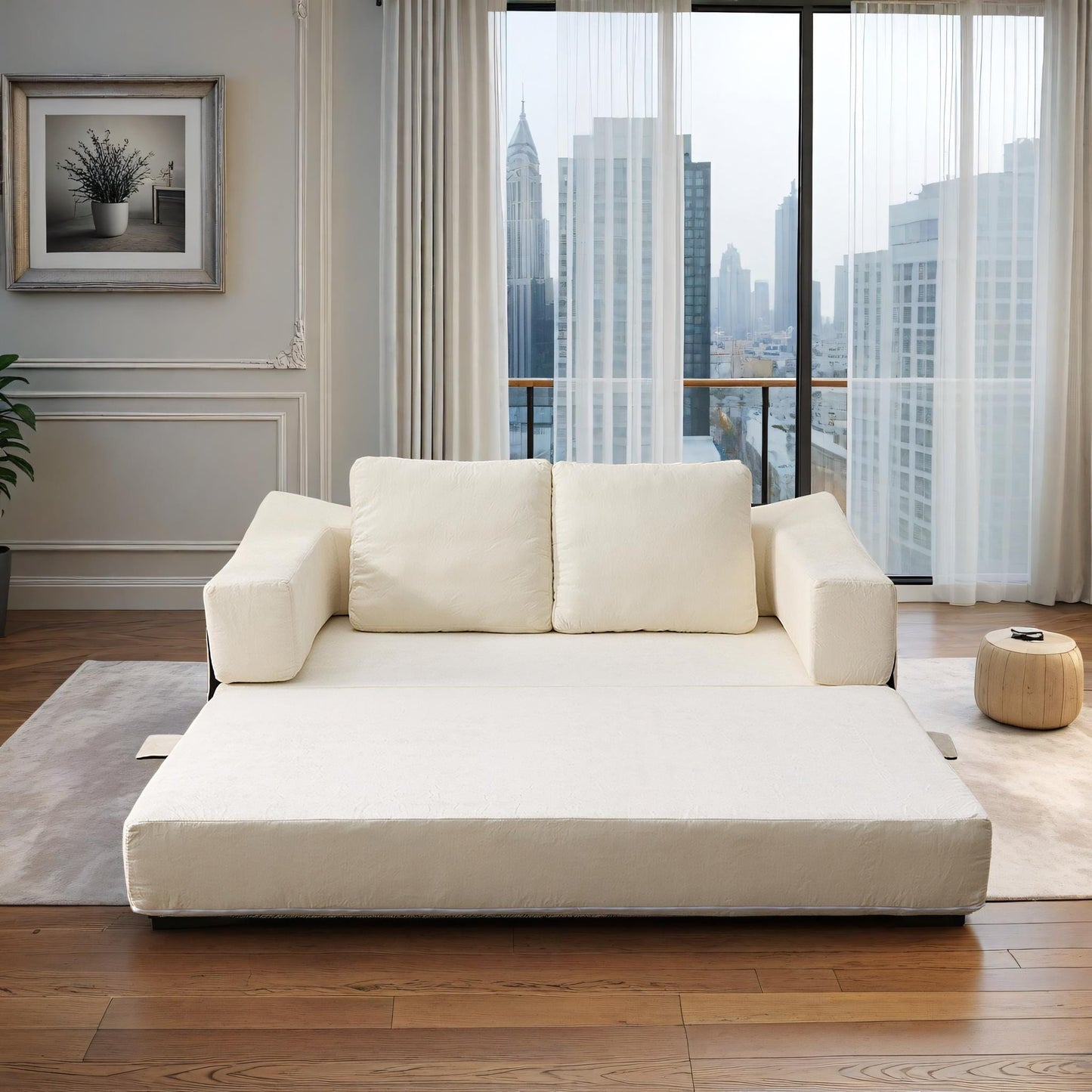 Divano letto trasformabile imbottito 70.87, poltrona trasformabile, comodo divano per soggiorno, camera da letto, tessuto ciniglia