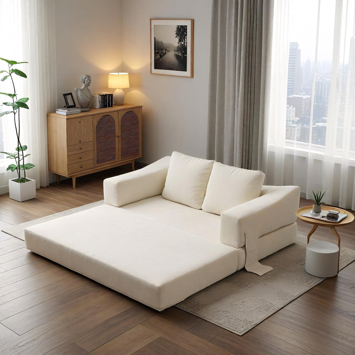 Divano letto trasformabile imbottito 70.87, poltrona trasformabile, comodo divano per soggiorno, camera da letto, tessuto ciniglia