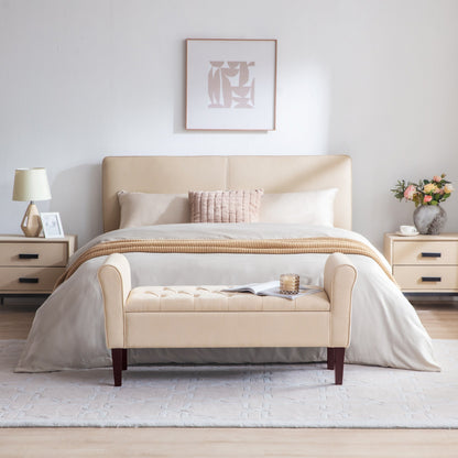 Panca contenitore imbottita, panca con braccioli, panca d'ingresso con piano ribaltabile trapuntato, 50,4 pollici