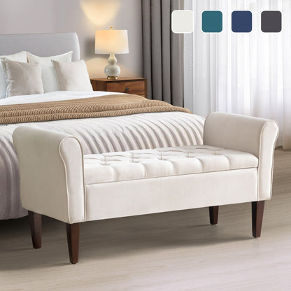 Panca contenitore imbottita, panca con braccioli, panca d'ingresso con piano ribaltabile trapuntato, 50,4 pollici