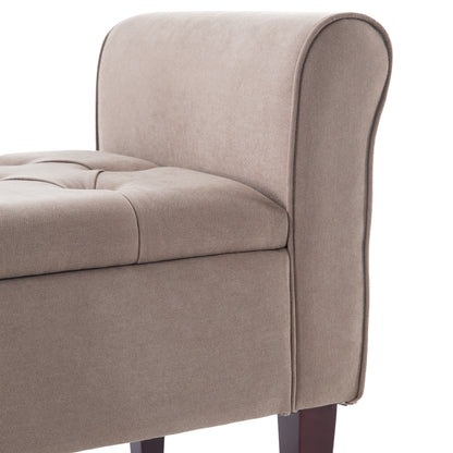 Panca contenitore imbottita, panca con braccioli, panca d'ingresso con piano ribaltabile trapuntato, 50,4 pollici