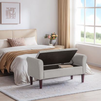 Panca contenitore imbottita, panca con braccioli, panca d'ingresso con piano ribaltabile trapuntato, 50,4 pollici