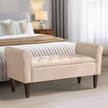 Panca contenitore imbottita, panca con braccioli, panca d'ingresso con piano ribaltabile trapuntato, 50,4 pollici