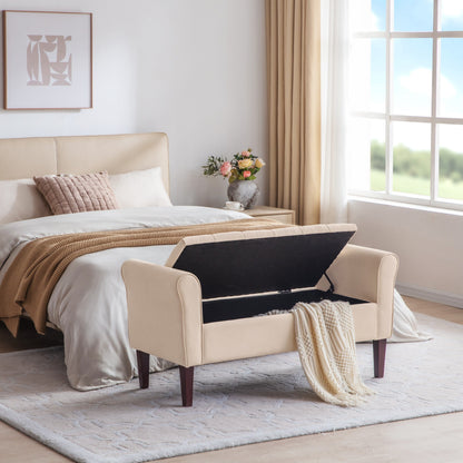 Panca contenitore imbottita, panca con braccioli, panca d'ingresso con piano ribaltabile trapuntato, 50,4 pollici