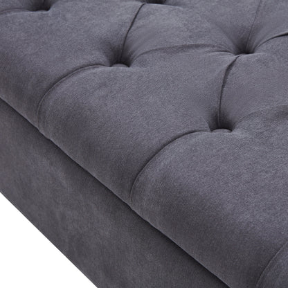 Panca contenitore imbottita, panca con braccioli, panca d'ingresso con piano ribaltabile trapuntato, 50,4 pollici