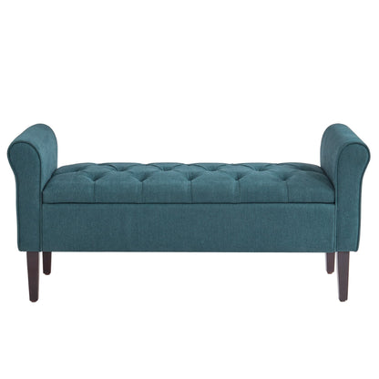 Panca contenitore imbottita, panca con braccioli, panca d'ingresso con piano ribaltabile trapuntato, 50,4 pollici