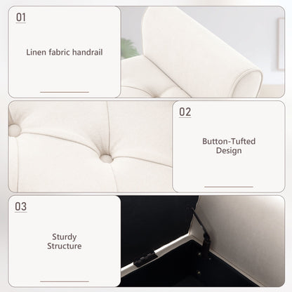 Panca contenitore imbottita, panca con braccioli, panca d'ingresso con piano ribaltabile trapuntato, 50,4 pollici