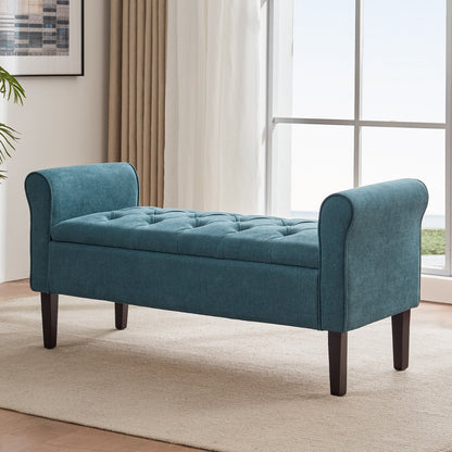 Panca contenitore imbottita, panca con braccioli, panca d'ingresso con piano ribaltabile trapuntato, 50,4 pollici