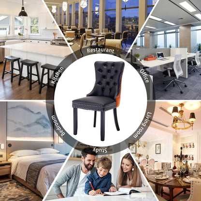 Sedia da pranzo imbottita in velluto trapuntato con gambe in legno massello, set da 6