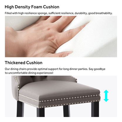 Sedia da pranzo imbottita in velluto trapuntato con gambe in legno massello, set da 6