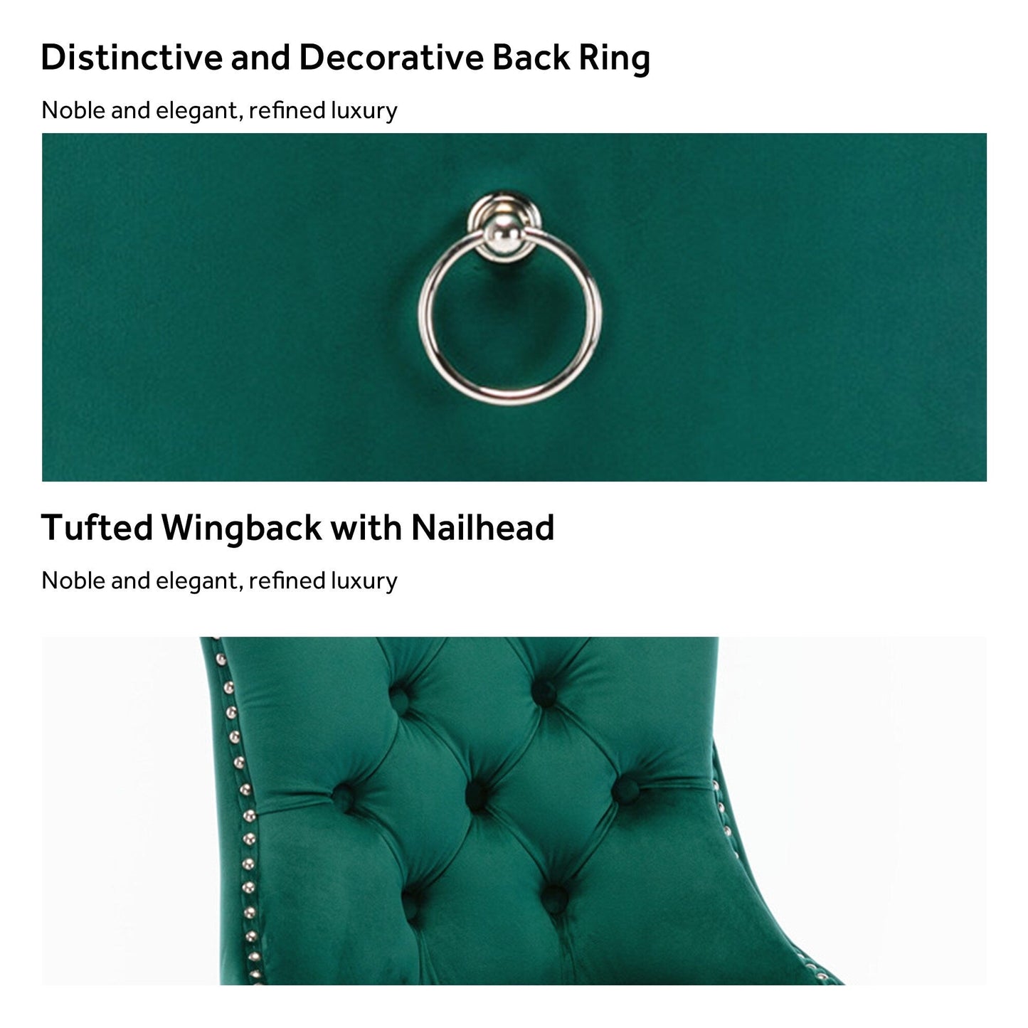 Sedia da pranzo imbottita in velluto trapuntato con gambe in legno massello, set da 6