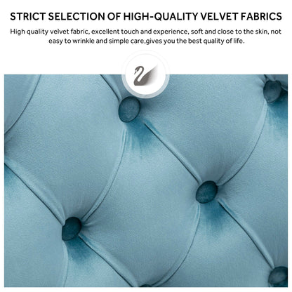 Sedia da pranzo imbottita in velluto trapuntato con gambe in legno massello, set da 6