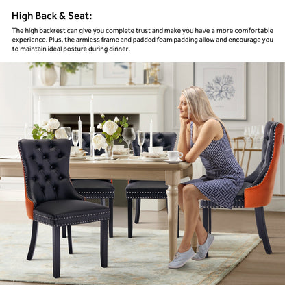 Sedia da pranzo imbottita in velluto trapuntato con gambe in legno massello, set da 6