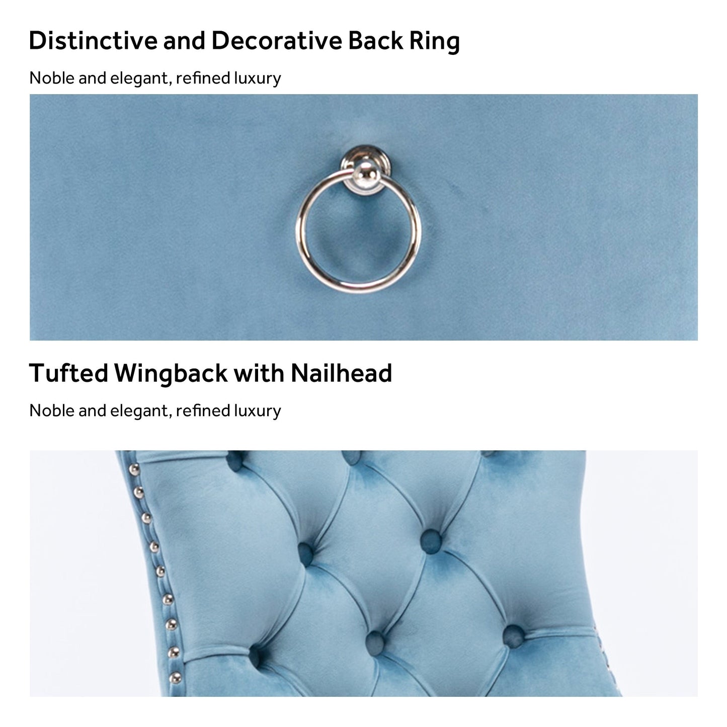 Sedia da pranzo imbottita in velluto trapuntato con gambe in legno massello, set da 6