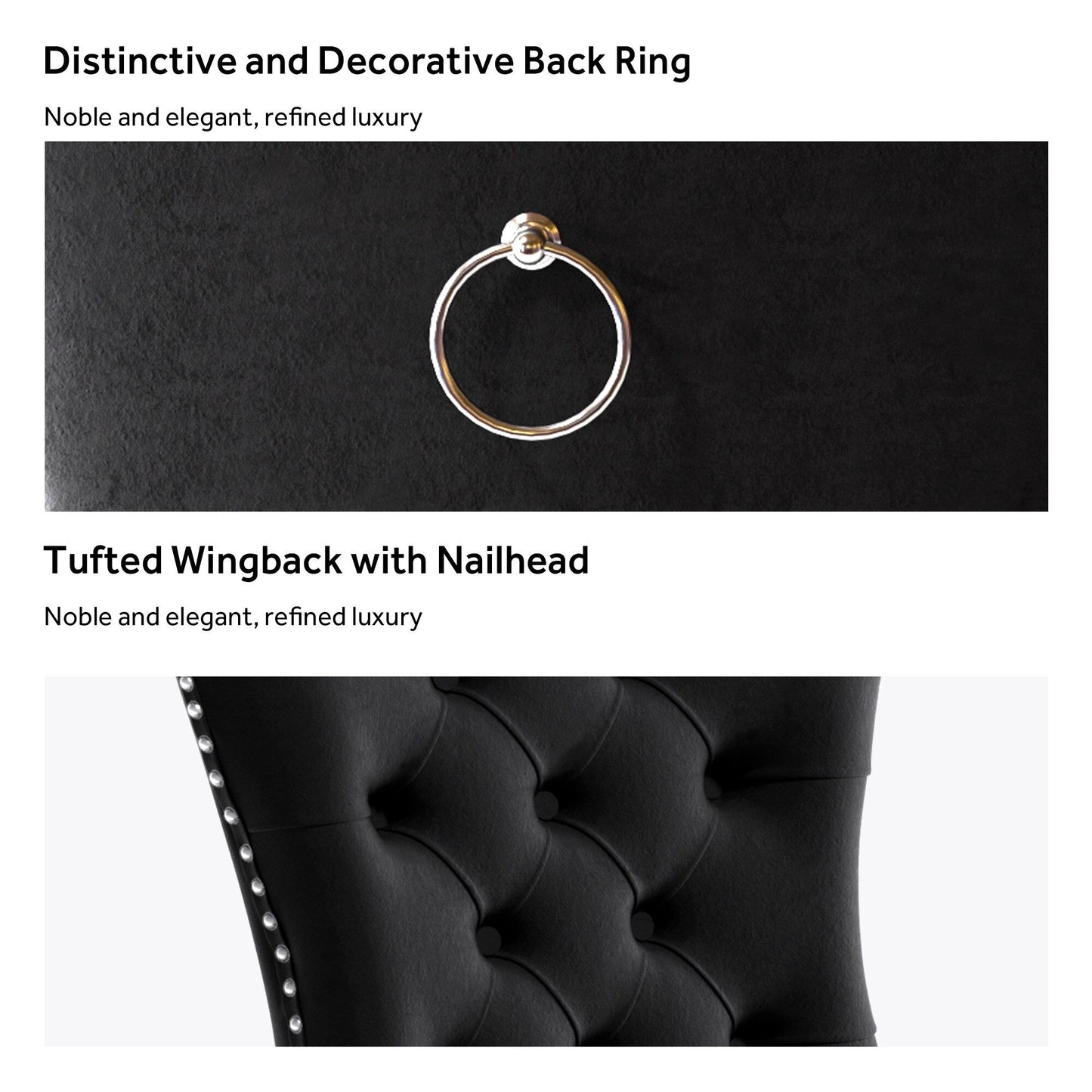 Sedia da pranzo imbottita in velluto trapuntato con gambe in legno massello, set da 6