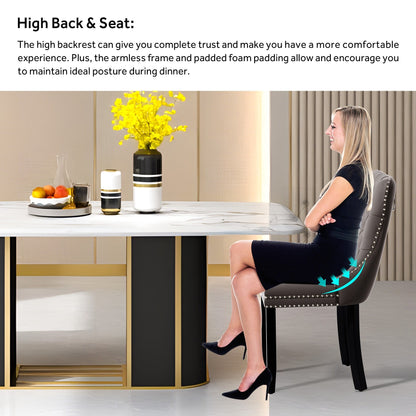 Sedia da pranzo imbottita in velluto trapuntato con gambe in legno massello, set da 6